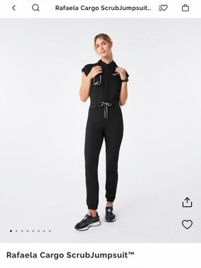 Figs Rafaela Cargo Scrub Jumpsuit - Black